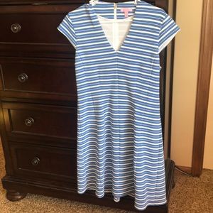 Lilly Pulitzer Blue and White striped dress.